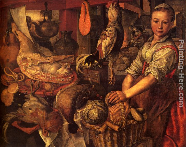Interior of a Kitchen painting - Joachim Beuckelaer Interior of a Kitchen art painting